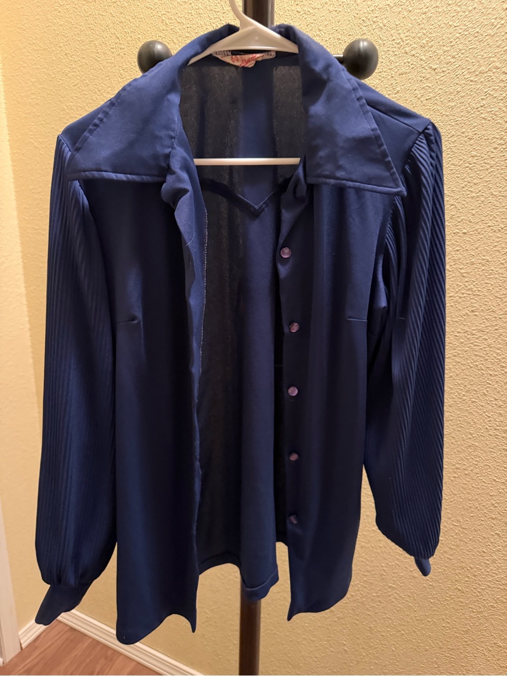 Women's Navy Blue Long-Sleeve Blouse